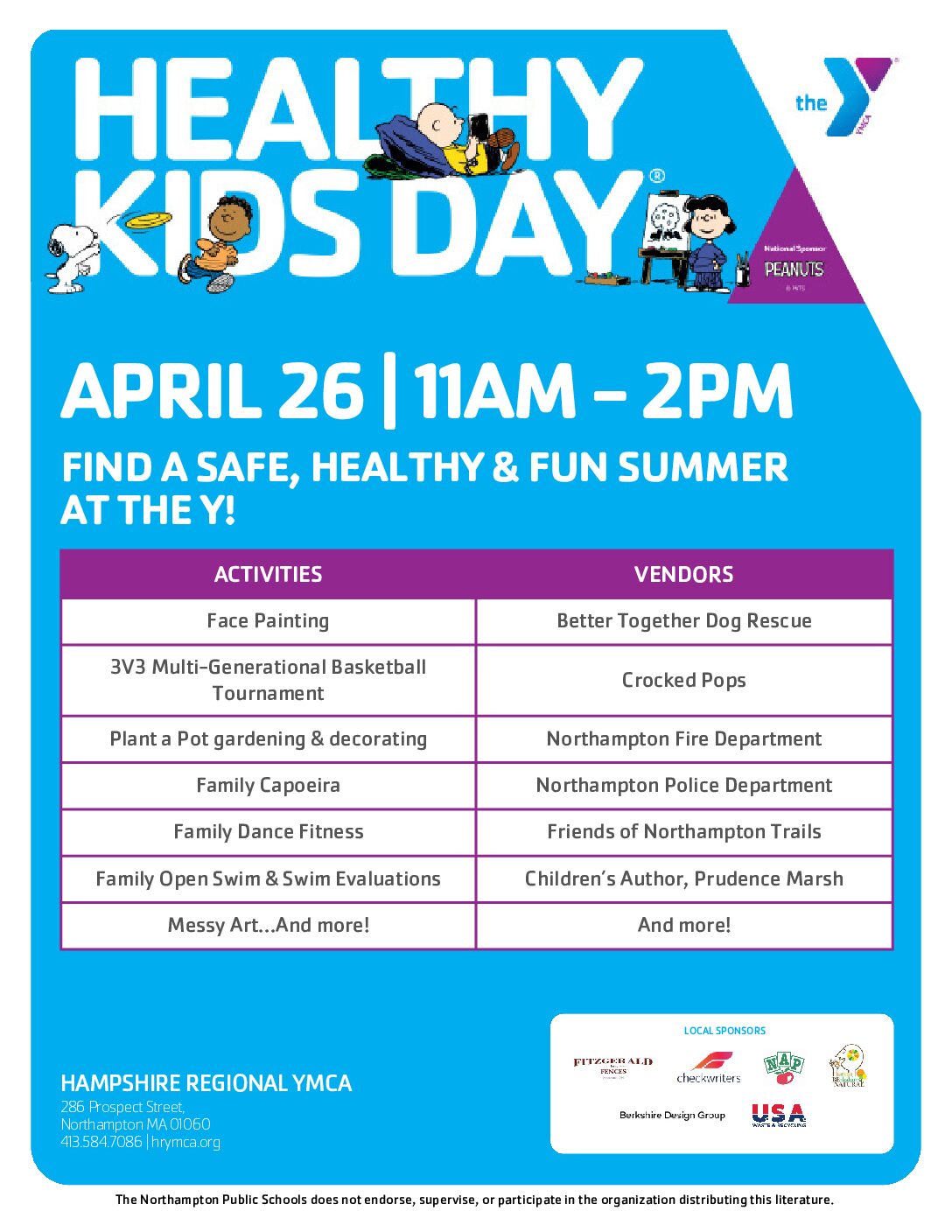 Healthy Kids Day Saturday, April 26, at the Hampshire YMCA!