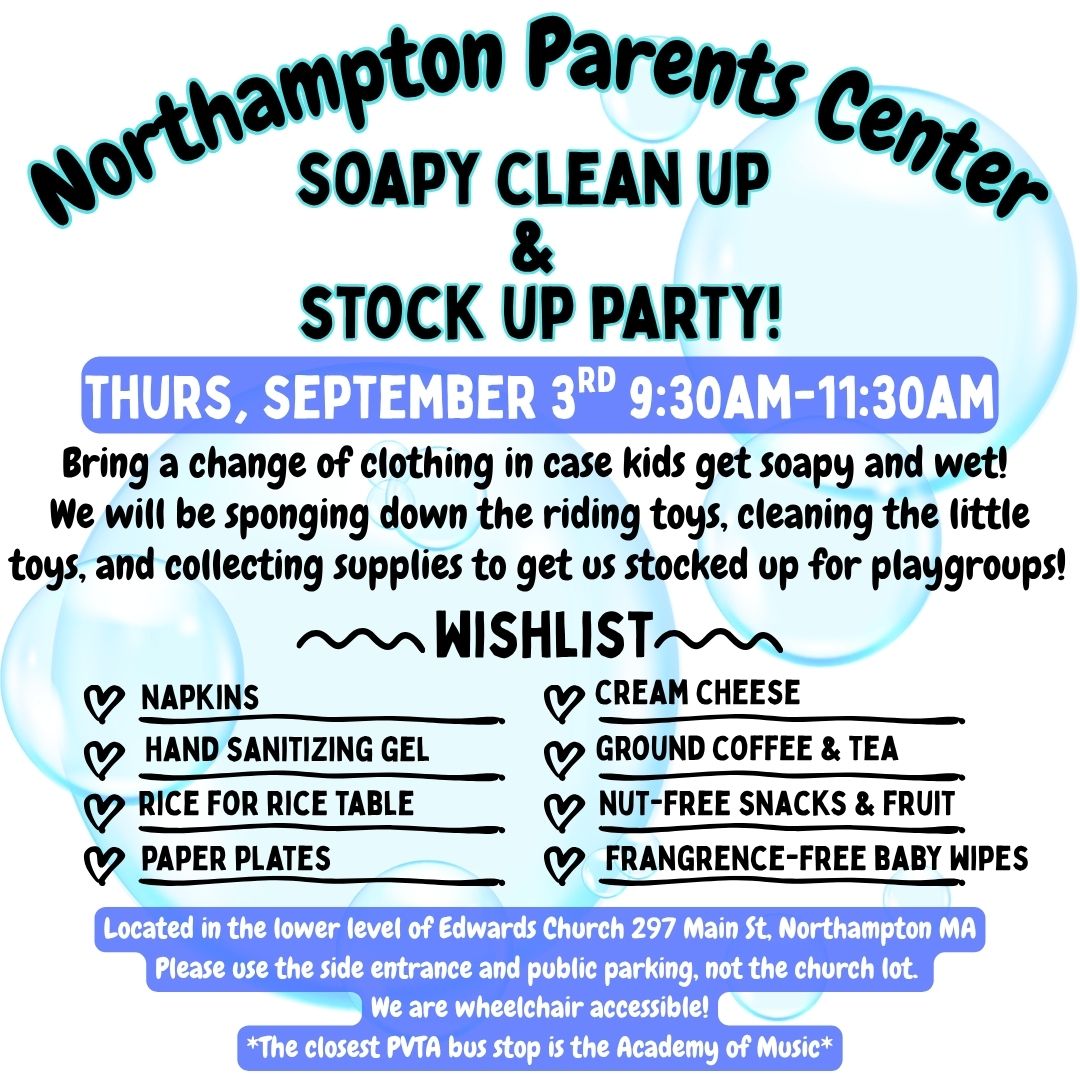 Save the Date! Soapy Cleanup and Stock Up Party: Thursday, September 3, 9:30 am – 11:30 am.